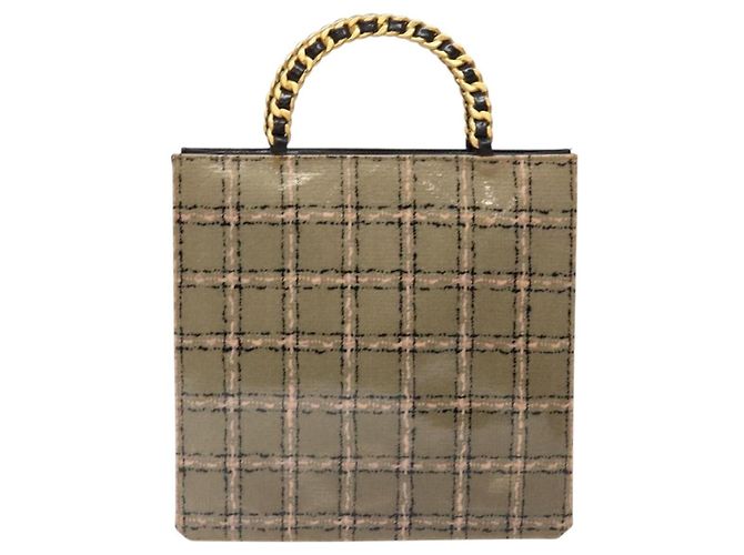 CHANEL Bolso de Mano Cadena Esmalte Beige Oro CC Auth 138791 Dorado - vista 2