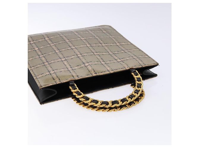 CHANEL Bolso de Mano Cadena Esmalte Beige Oro CC Auth 138791 Dorado - vista 6