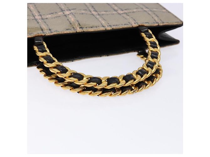 CHANEL Bolso de Mano Cadena Esmalte Beige Oro CC Auth 138791 Dorado - vista 7