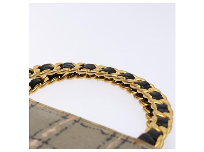 CHANEL Bolso de Mano Cadena Esmalte Beige Oro CC Auth 138791 Dorado - vista 8