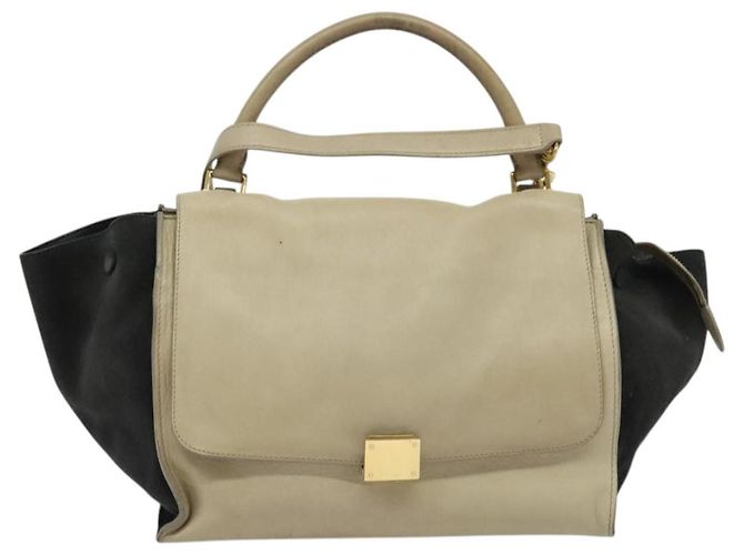 Edge Céline Borsa a mano Trapeze CELINE in pelle e camoscio 2 in 1 beige nero oro Auth bs28736 D'oro - vista 13