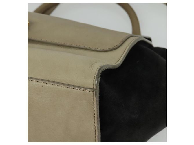 Edge Céline Borsa a mano Trapeze CELINE in pelle e camoscio 2 in 1 beige nero oro Auth bs28736 D'oro - vista 15