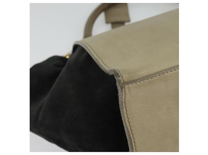 Edge Céline Borsa a mano Trapeze CELINE in pelle e camoscio 2 in 1 beige nero oro Auth bs28736 D'oro - vista 16