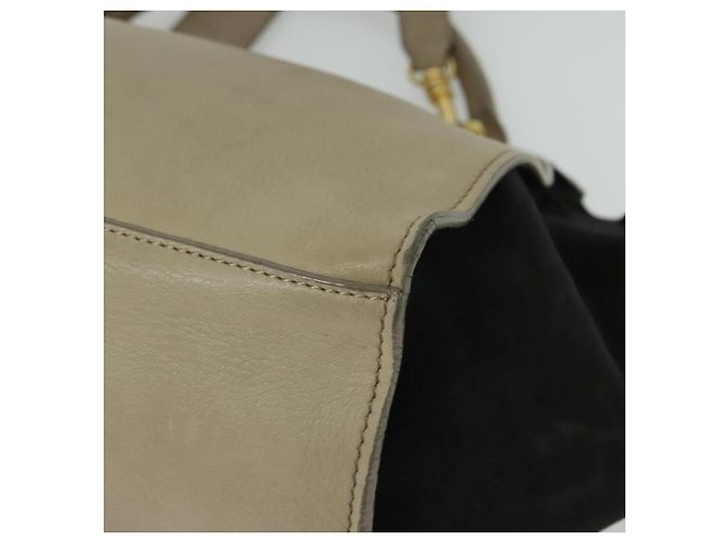 Edge Céline Borsa a mano Trapeze CELINE in pelle e camoscio 2 in 1 beige nero oro Auth bs28736 D'oro - vista 17