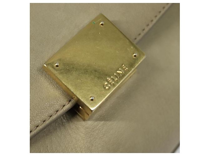 Edge Céline Borsa a mano Trapeze CELINE in pelle e camoscio 2 in 1 beige nero oro Auth bs28736 D'oro - vista 18