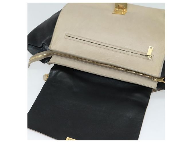 Edge Céline Borsa a mano Trapeze CELINE in pelle e camoscio 2 in 1 beige nero oro Auth bs28736 D'oro - vista 19