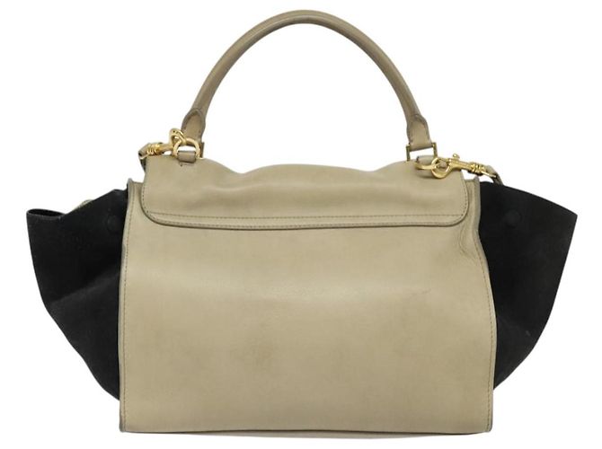 Edge Céline Borsa a mano Trapeze CELINE in pelle e camoscio 2 in 1 beige nero oro Auth bs28736 D'oro - vista 2