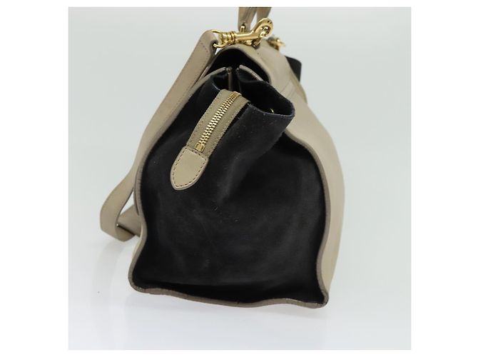 Edge Céline Borsa a mano Trapeze CELINE in pelle e camoscio 2 in 1 beige nero oro Auth bs28736 D'oro - vista 4