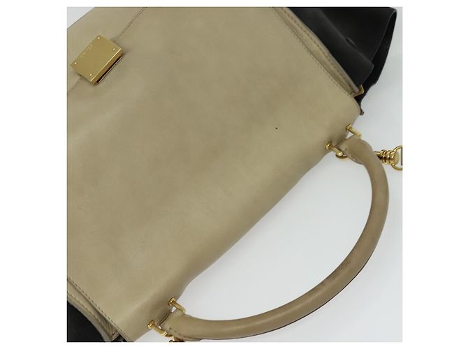 Edge Céline Borsa a mano Trapeze CELINE in pelle e camoscio 2 in 1 beige nero oro Auth bs28736 D'oro - vista 6