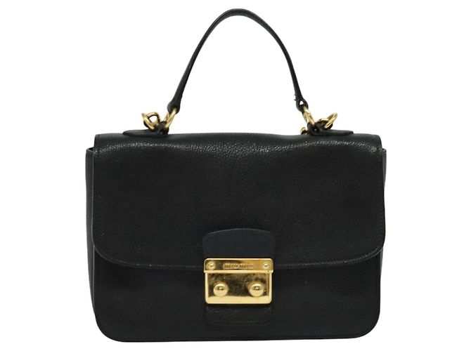 Borsa a mano Miu Miu in pelle 2 in 1 nera e oro Auth 138148 Nero D'oro - vista 13
