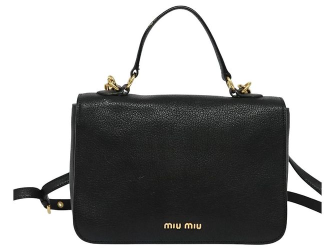Borsa a mano Miu Miu in pelle 2 in 1 nera e oro Auth 138148 Nero D'oro - vista 2