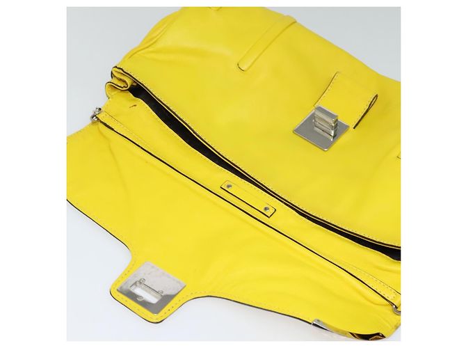 Céline Borsa a spalla CELINE in pelle gialla argento autentica 138823 Giallo - vista 10