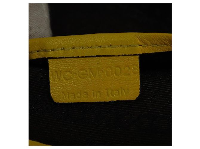 Céline Borsa a spalla CELINE in pelle gialla argento autentica 138823 Giallo - vista 12