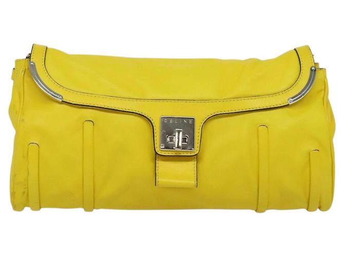 Céline Borsa a spalla CELINE in pelle gialla argento autentica 138823 Giallo - vista 13