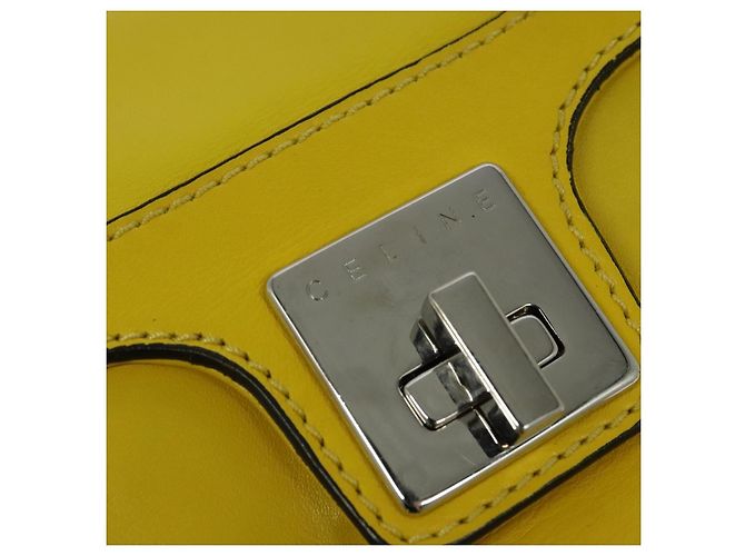 Céline Borsa a spalla CELINE in pelle gialla argento autentica 138823 Giallo - vista 17