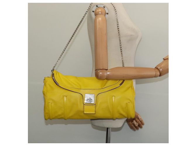 Céline Borsa a spalla CELINE in pelle gialla argento autentica 138823 Giallo - vista 22