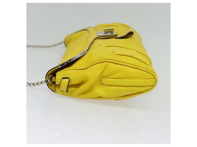 Céline Borsa a spalla CELINE in pelle gialla argento autentica 138823 Giallo - vista 3