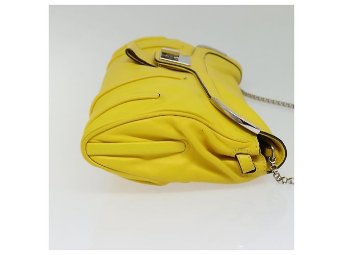 Céline Borsa a spalla CELINE in pelle gialla argento autentica 138823 Giallo - vista 4
