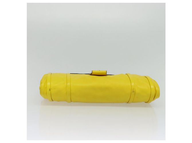 Céline Borsa a spalla CELINE in pelle gialla argento autentica 138823 Giallo - vista 5