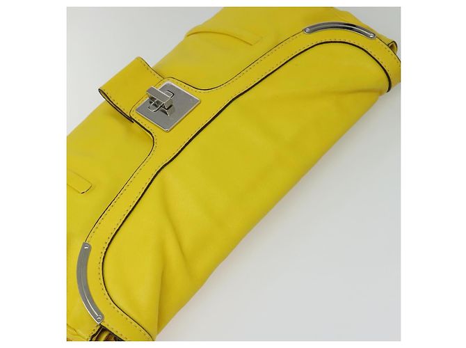 Céline Borsa a spalla CELINE in pelle gialla argento autentica 138823 Giallo - vista 6