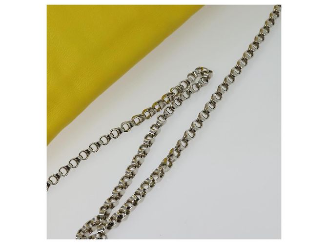 Céline Borsa a spalla CELINE in pelle gialla argento autentica 138823 Giallo - vista 7