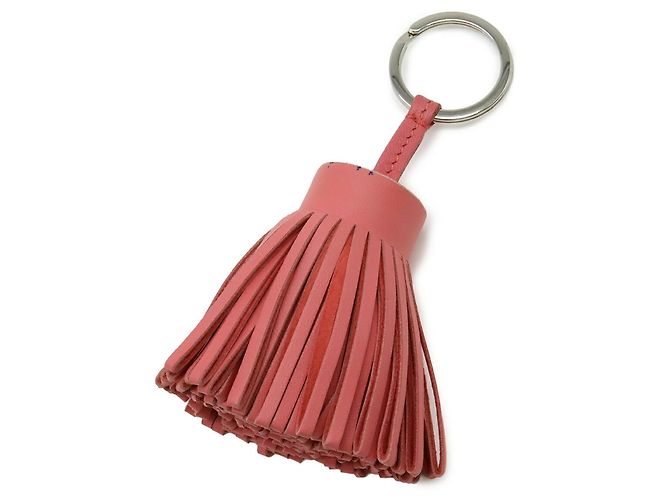 Ring Portachiavi Hermès Carmen in pelle di agnello Milo rosa - vista 2