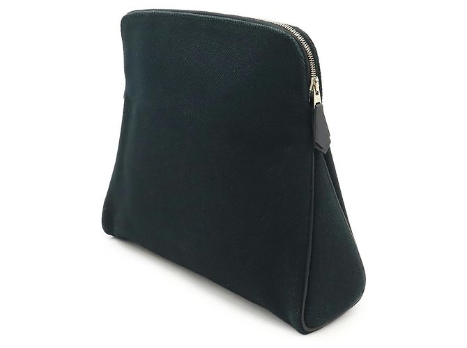 Pochette Hermès Eevoo nera in pelle e tela Nero - vista 3