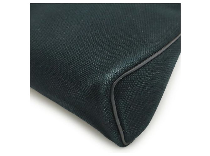 Pochette Hermès Eevoo nera in pelle e tela Nero - vista 4