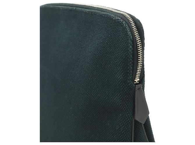 Pochette Hermès Eevoo nera in pelle e tela Nero - vista 7