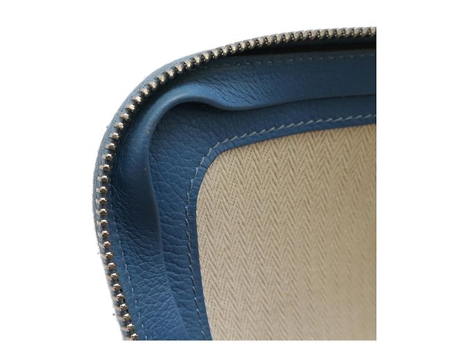 Clutch in pelle blu Hermès - vista 10