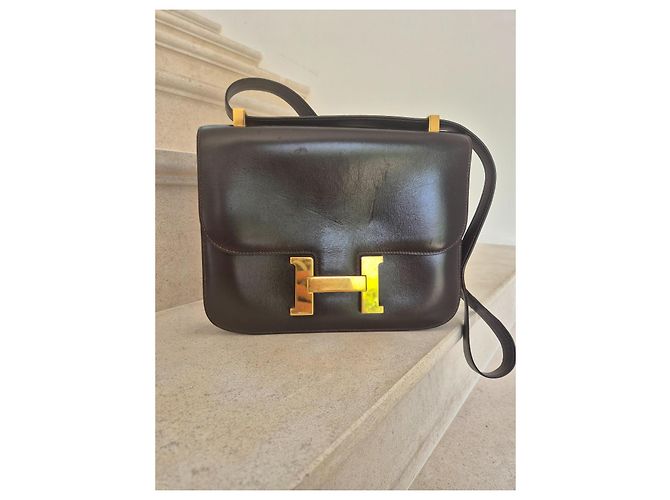 Borsa a mano Hermès Constance 23 in pelle Box marrone Marrone scuro - vista 2