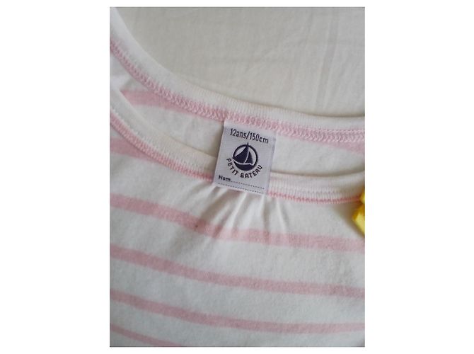 Petit Bateau Canotta in Cotone a Righe Rosa e Bianca Bianco - vista 3