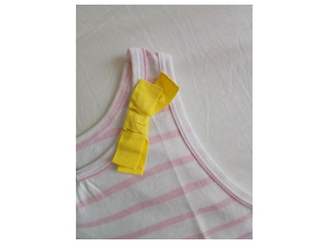 Petit Bateau Canotta in Cotone a Righe Rosa e Bianca Bianco - vista 4