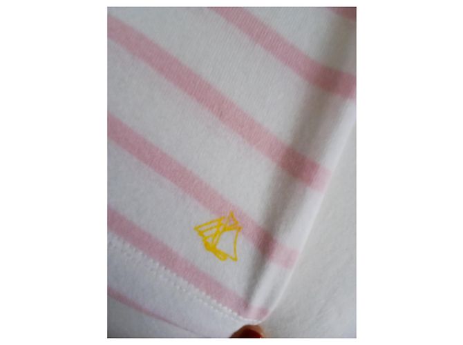 Petit Bateau Canotta in Cotone a Righe Rosa e Bianca Bianco - vista 5