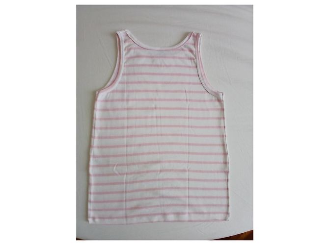 Petit Bateau Canotta in Cotone a Righe Rosa e Bianca Bianco - vista 6