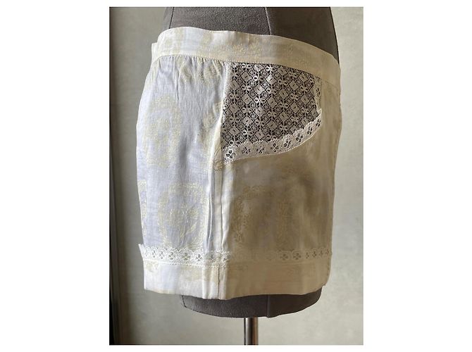 Dior Monogramm Mini-Shorts Ecru Spitze Baumwolle Roh - Ansicht 11