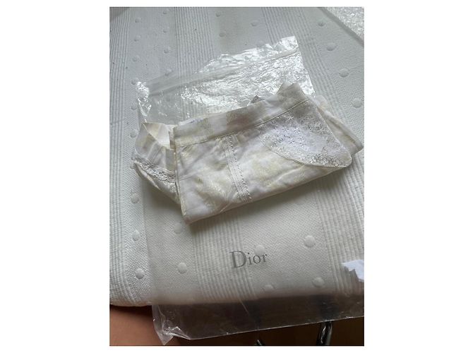 Dior Monogramm Mini-Shorts Ecru Spitze Baumwolle Roh - Ansicht 16