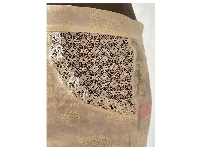 Dior Monogramm Mini-Shorts Ecru Spitze Baumwolle Roh - Ansicht 6