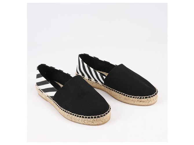Off White OFF-WHITE Stripes Flat Espadrillas in Black and White Diagonals, Size 37 EU - view 2
