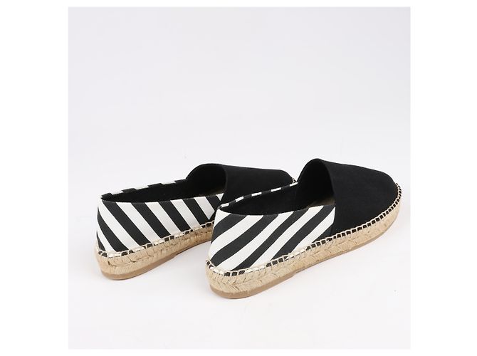Off White OFF-WHITE Stripes Flat Espadrillas in Black and White Diagonals, Size 37 EU - view 7