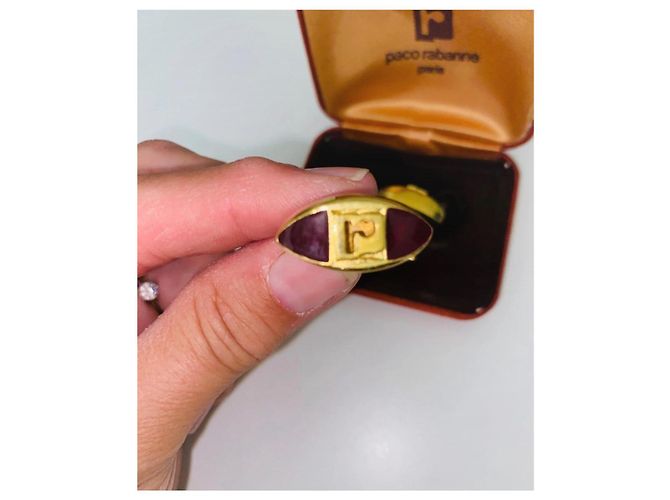 Gemelli Paco Rabanne Logo in Metallo Dorato e Resina Marrone Gold hardware - vista 5