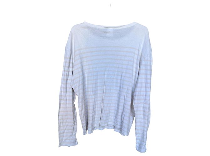 Top Chanel blanco y beige de algodón con logo CC - vista 3
