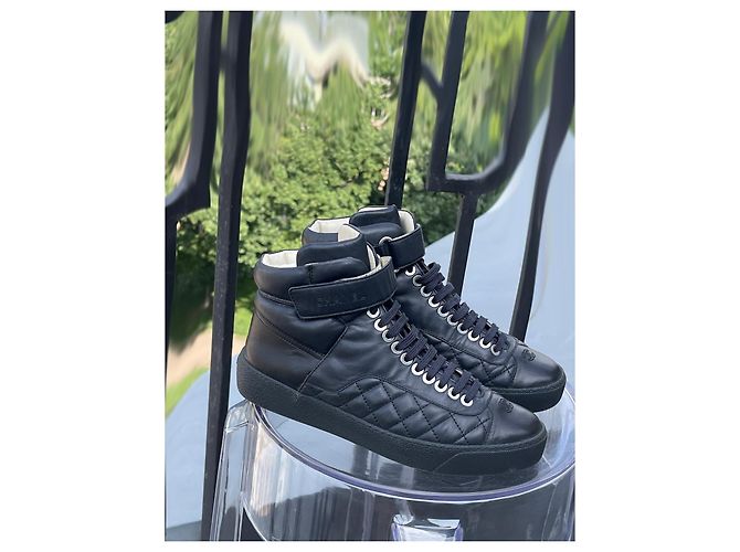 Chanel Hochschnitt-Sneaker mit CC-Logo Schwarz Blau Marineblau Dunkelblau - Ansicht 14