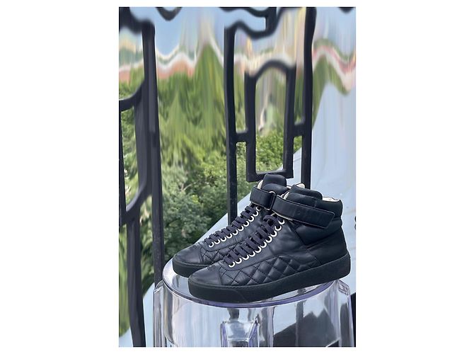 Chanel Hochschnitt-Sneaker mit CC-Logo Schwarz Blau Marineblau Dunkelblau - Ansicht 15