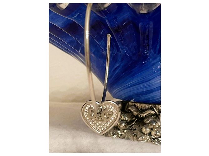 Orecchini cerchio acciaio argento DOLCE & GABBANA cuore con swarovski - vista 11