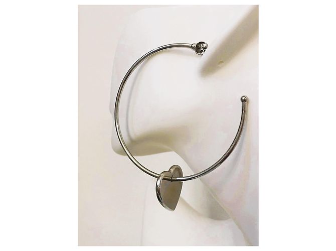 Orecchini cerchio acciaio argento DOLCE & GABBANA cuore con swarovski - vista 12