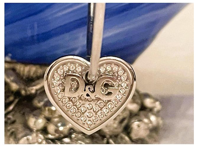 Orecchini cerchio acciaio argento DOLCE & GABBANA cuore con swarovski - vista 6