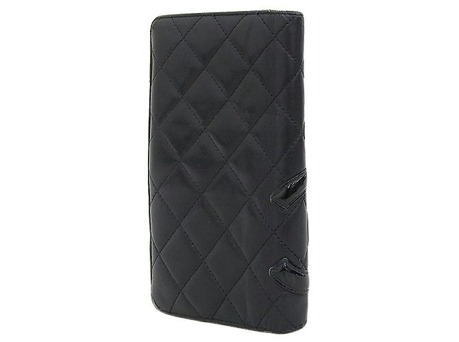 Billetera larga bifold Chanel Cambon Line A26717 Negro - vista 2