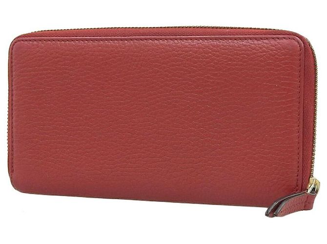 Cartera larga de cuero Gucci GG Marmont roja - vista 2