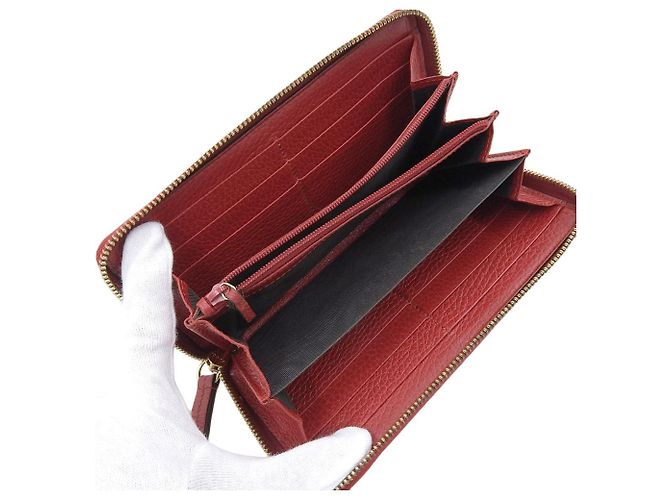 Cartera larga de cuero Gucci GG Marmont roja - vista 3